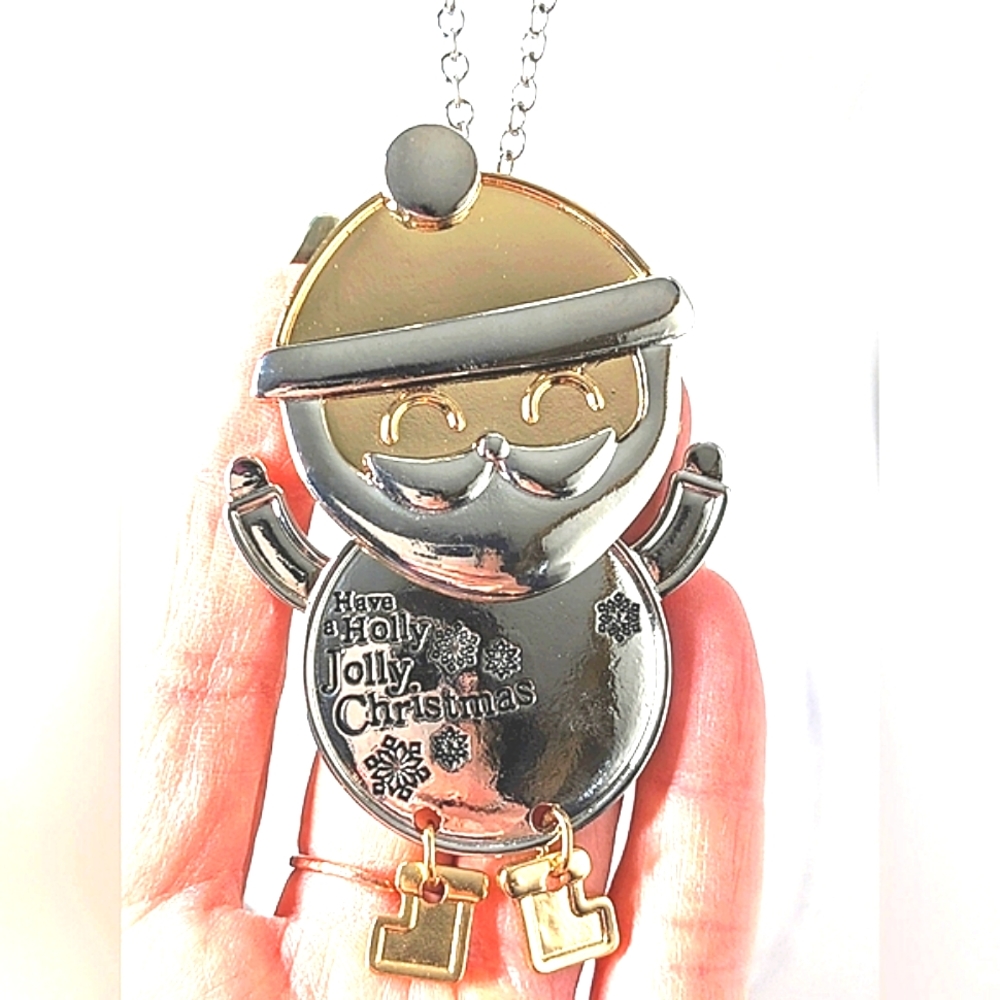 Howard's NWT Holiday Icon Christmas Santa necklace silver gold